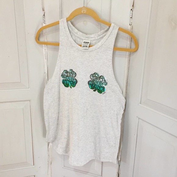 PINK Victoria's Secret Sequin Shamrock Tank - Picture 8 of 15